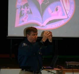 Astronaut delivers lofty message to students