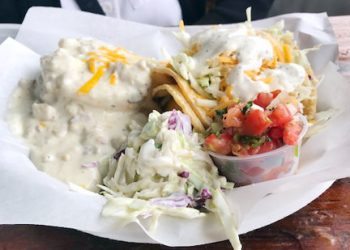 Delicious fish tacos and bun 'o chowder on Ocean Beach Pier