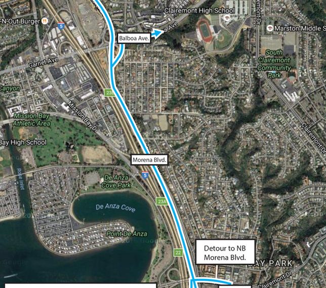 Weekend closures of Balboa Avenue off-ramp from northbound I-5