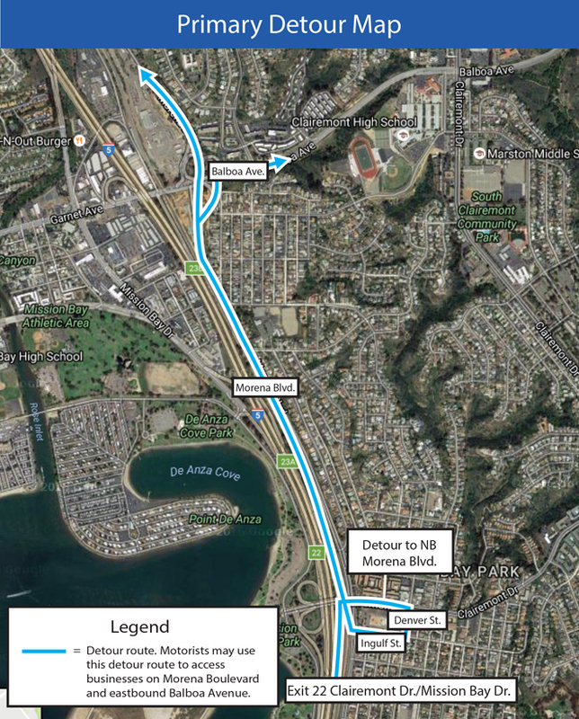 Weekend closures of Balboa Avenue off-ramp from northbound I-5