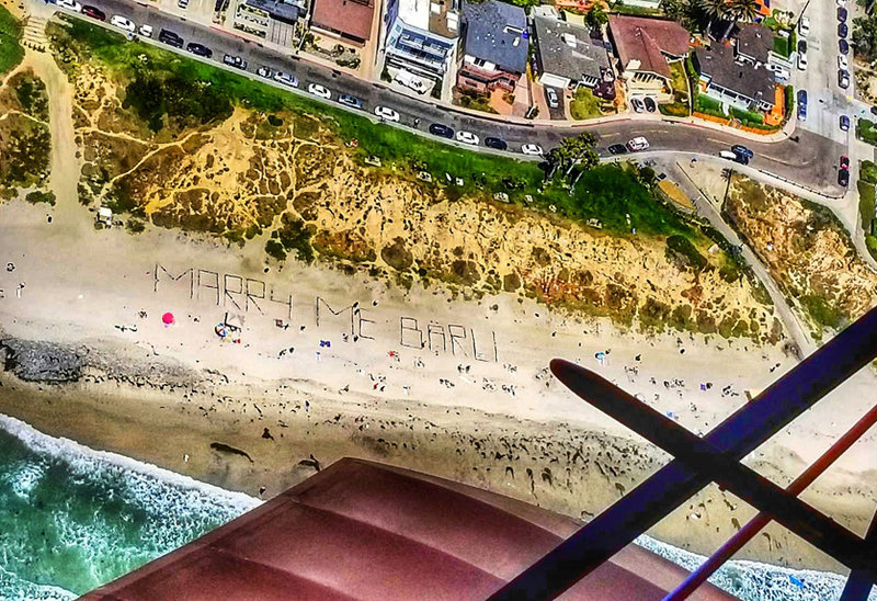 Flying high after romantic proposal above Pacific Beach