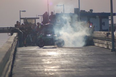 Burning rubber by sunset light