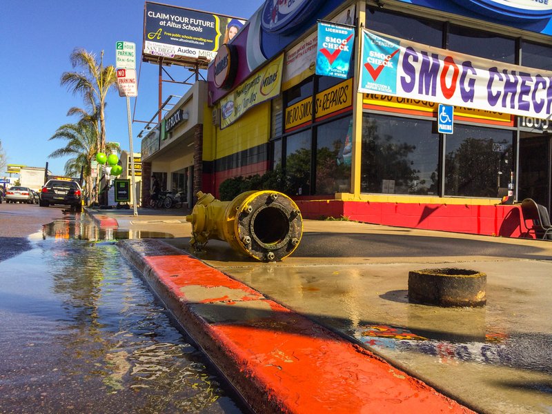 Fire hydrant hit in Pacific Beach