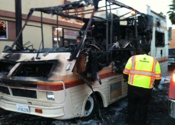 Fire erupts in RV, homeless owner injured