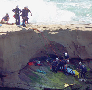 Surf-battered teens hoisted to safety